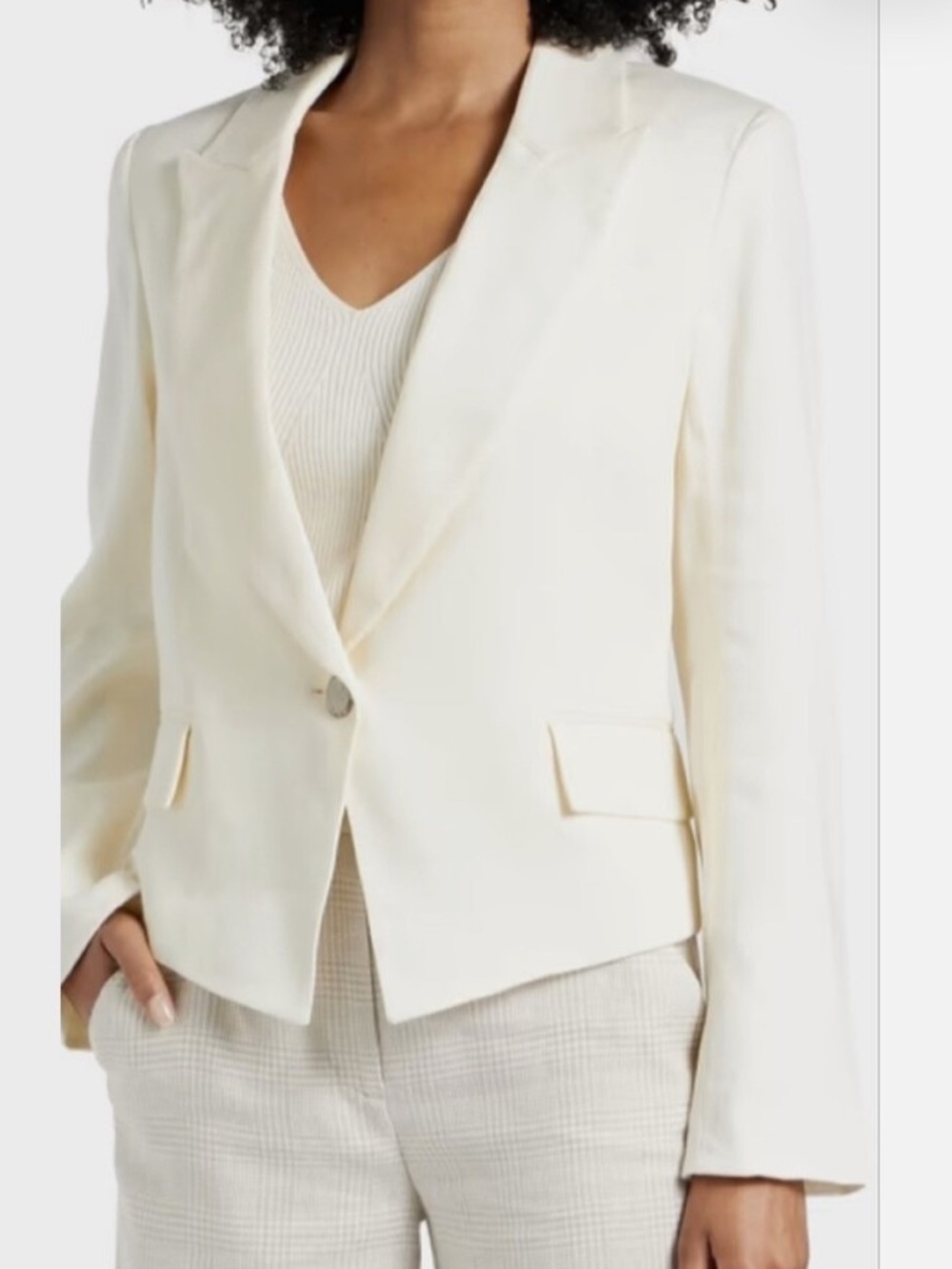 Veronica Beard Hosanna Linen Blend Dickey Blazer Off White Size 2